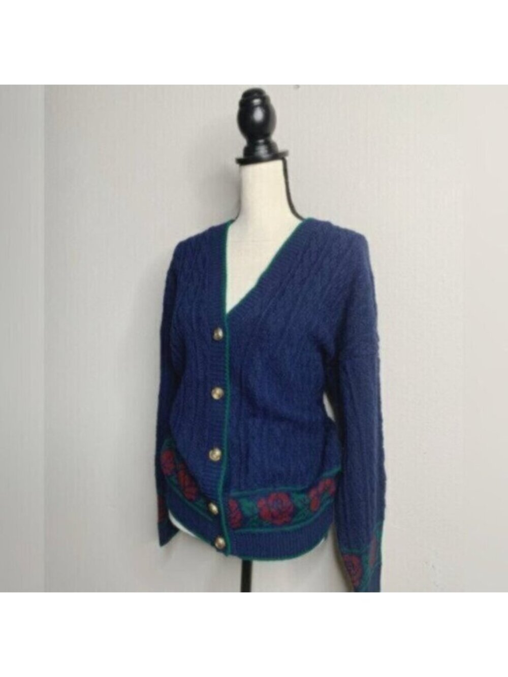 Lauren Ralph Lauren Rare Vintage Cable Cardigan Sweater With Gold Buttons - Picture 6 of 17
